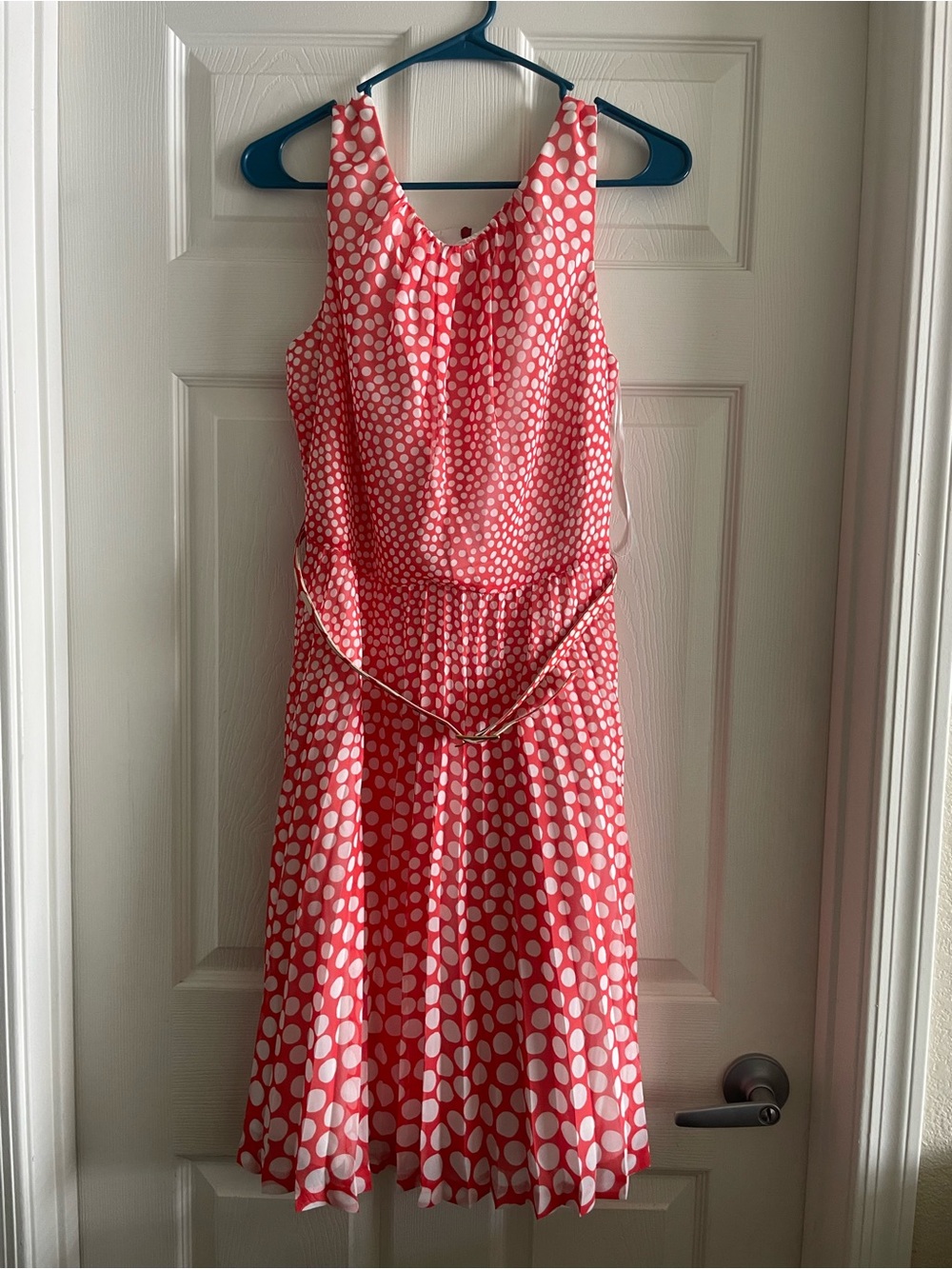 Trina Turk Orange and White Polka Dot Sleeveless Dress